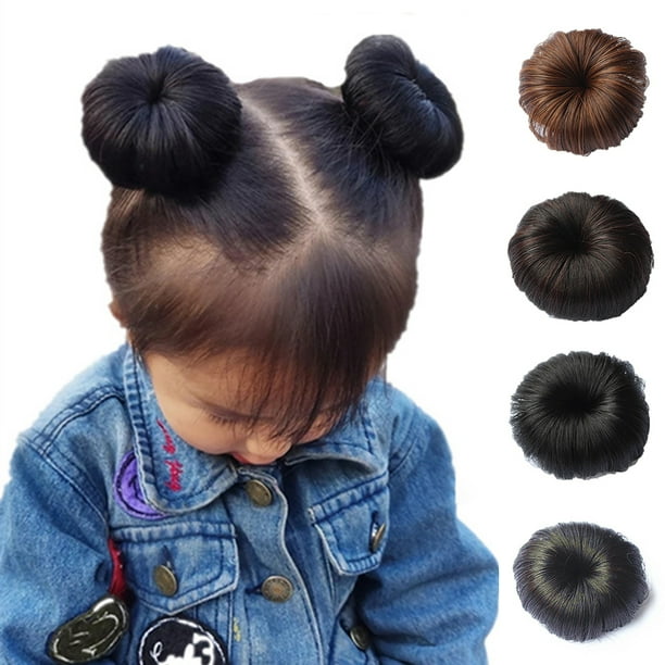 Opolski Kids Girls Hair Bun Extension Wig Hairpiece Wavy Curly