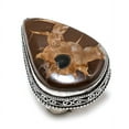 thumbnail image 2 of Natural Mud Crack Fossil Gemstone Handmade 925 Sterling Silver Ring S.8, 2 of 2