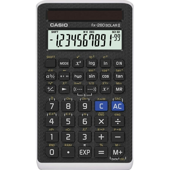 Calculadora Científica con 144 Funciones Energía Solar 10 Dígitos + 2 Dígitos Trigonometría Álgebra Casio FX 260 Solar II