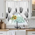thumbnail image 4 of Black White Tulip Kitchen Window Curtains, Swag Curtains Valance for Bedroom Living Room Bathroom, Spring Greyscale Leaf Flower Plant Rod Pocket Window Treatment Curtain Block Drapes 2 Panels 36"x36", 4 of 9