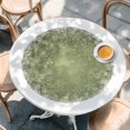thumbnail image 2 of Sage Green Christmas Snowflake Round Tablecloth, Fitted Table Cover with Elastic for 45"-54" Round Tables, Xmas Winter Modern Table Cloth Outdoor Indoor Dinning Party Waterproof Tablecloths, 2 of 7