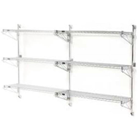 Nexel Wall Mount Wire Shelving Add-On - 3-Shelf, Chrome - 24 x 14 x 54 in.