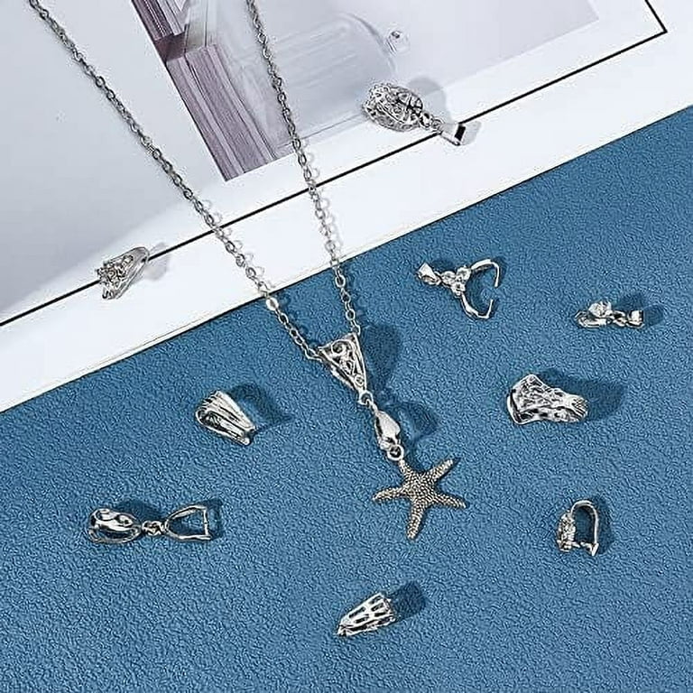 925 Sterling Silver Pendant Bail Connector 4pcs Pendant Pinch Bail Clip  17mm Clip Connector Metal Bail Clasp Dangle Charm Jewelry Clasps for  Pendants