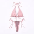 thumbnail image 5 of Sngxgn Women's Bikini Sets Two Piece Swimsuit High Waisted V Neck Twist Front Adjustable Spaghetti Straps Bathing Suit(Pink,L), 5 of 8