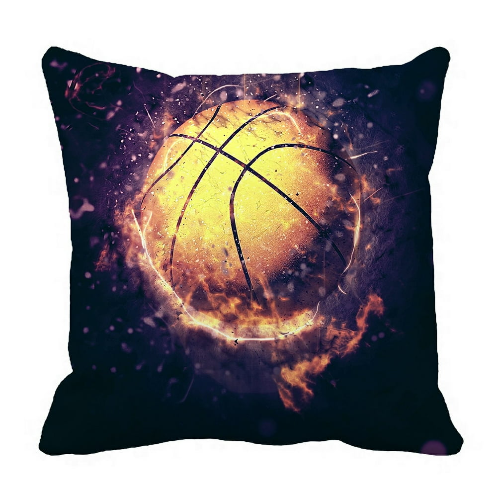 PHFZK Sports Pillow Case, Fire Basketball Pillowcase Throw Pillow
