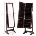 thumbnail image 2 of Costway Jewelry Cabinet Stand Mirror Armoire Lockable Organizer Large Storage Box Brown, 2 of 10