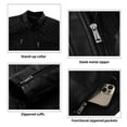 thumbnail image 5 of LEDUNTINO Men's Stand Collar Winter PU Faux Leather Fleece Lined Zip-Up Motorcycle Bomber Jacket Slim Fit Biker Coat, 5 of 7