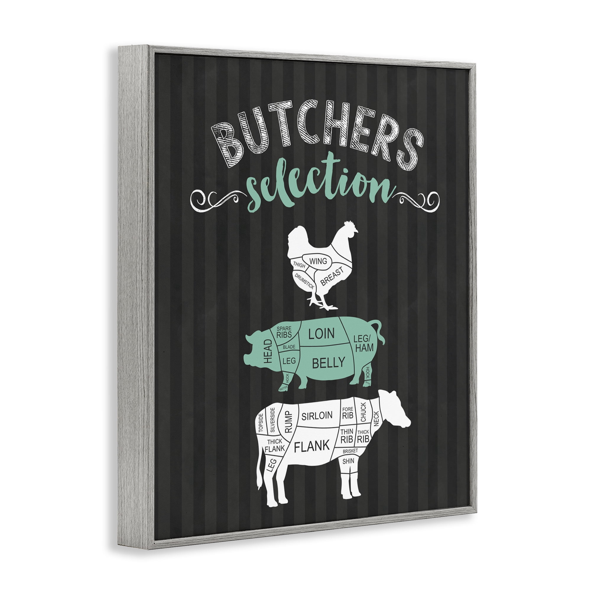 Butchers Selection Black & Green Gray Framed Giclee Art, design by Lettered and Lined