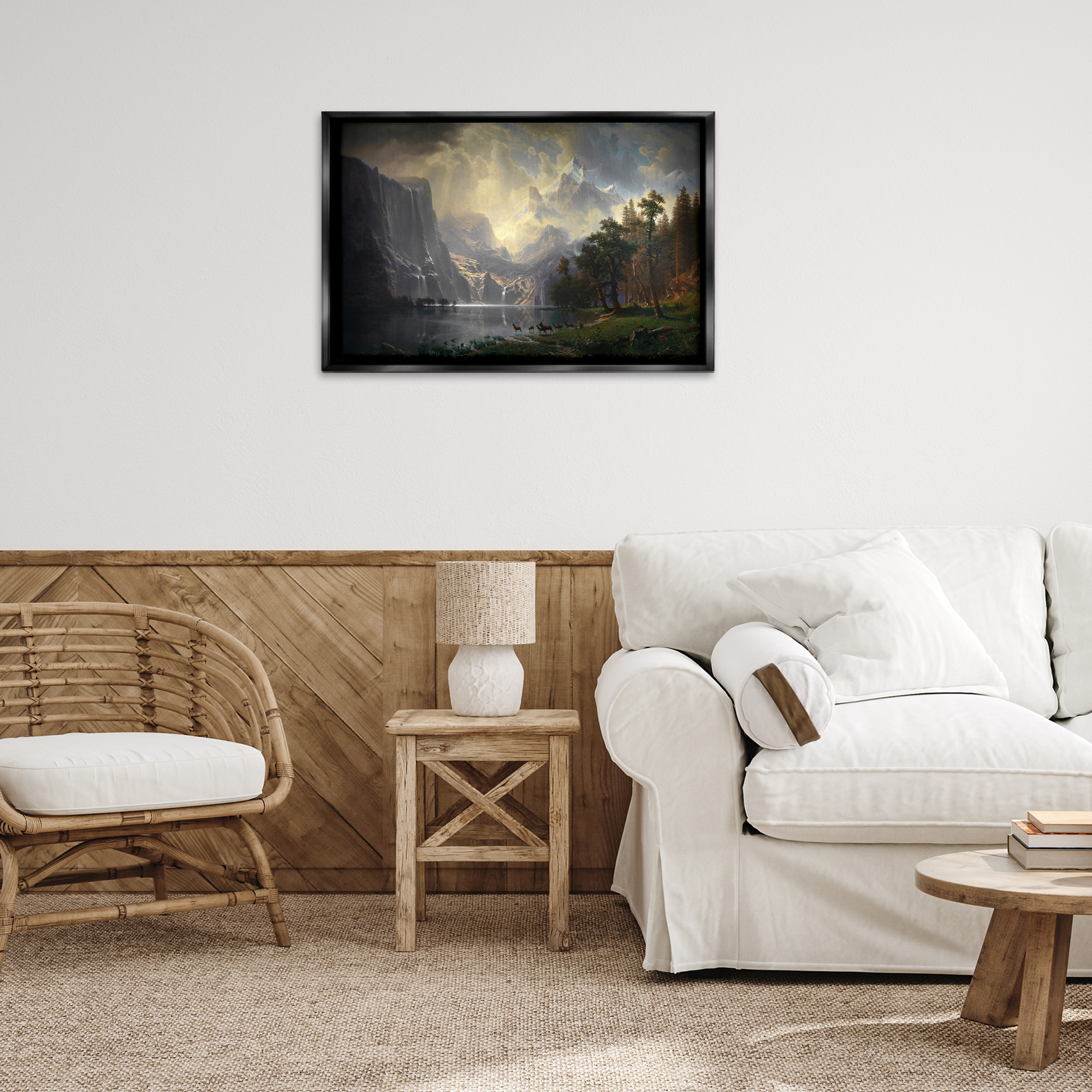 Stupell Industries Among Sierra Nevada Mountains Landscape & Nature Painting Black Floater Framed Canvas Art Print Wall Art, 31 x 21