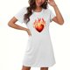 thumbnail image 1 of Camisón corto de San Valentín para mujer, talla grande, estampado en el pecho, cuello redondo, manga corta, 1 of 3