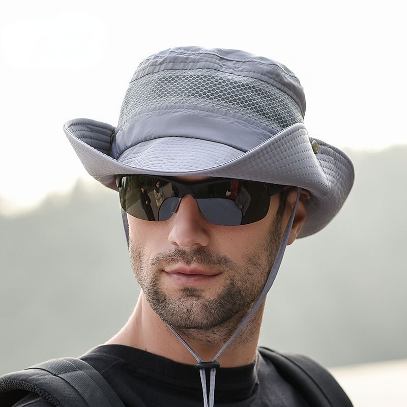 Men Sunshade Bucket Hat Fashionable Foldable Windproof Cord Panama Hat ...