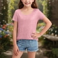 thumbnail image 6 of LIaqionyy Girls Sparkly Sequin T Shirts Crewneck Short Sleeve Summer Beach Vacation Party Tops Clothes, 6 of 7
