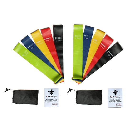 $averPak BodyForge Resistance Loop Exercise Bands with Instruction Guide and Carry Bag for Men & Women (2 Pack)