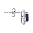thumbnail image 2 of 10k White Gold Oval Genuine Sapphire and Diamond Halo Earrings, 2 of 5