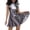Gray, variant on Womens High Waist Mock -Neck A-line Dress Shiny Short Sleeve Dress Pole Dance Rave Party Bar Club Street Wear Pink M