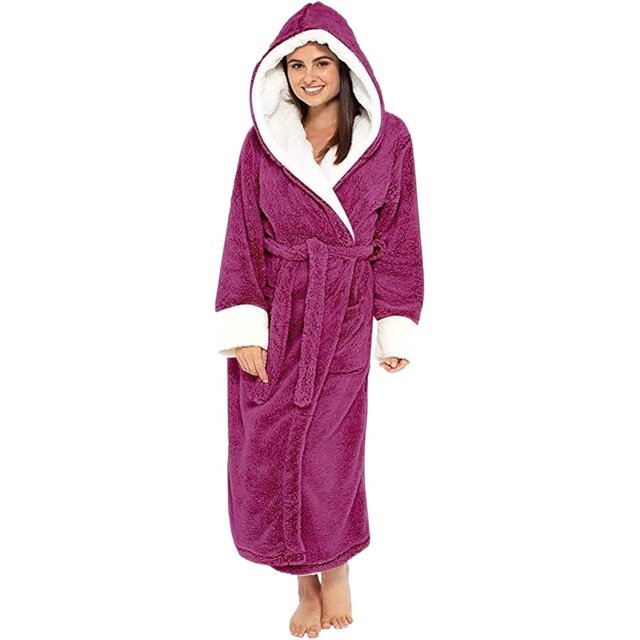 Bathrobe Robes Women Matching Pajamas Bathrobe Lengthened Nightwear Hooded Loungewear Plus Size Bath Robe