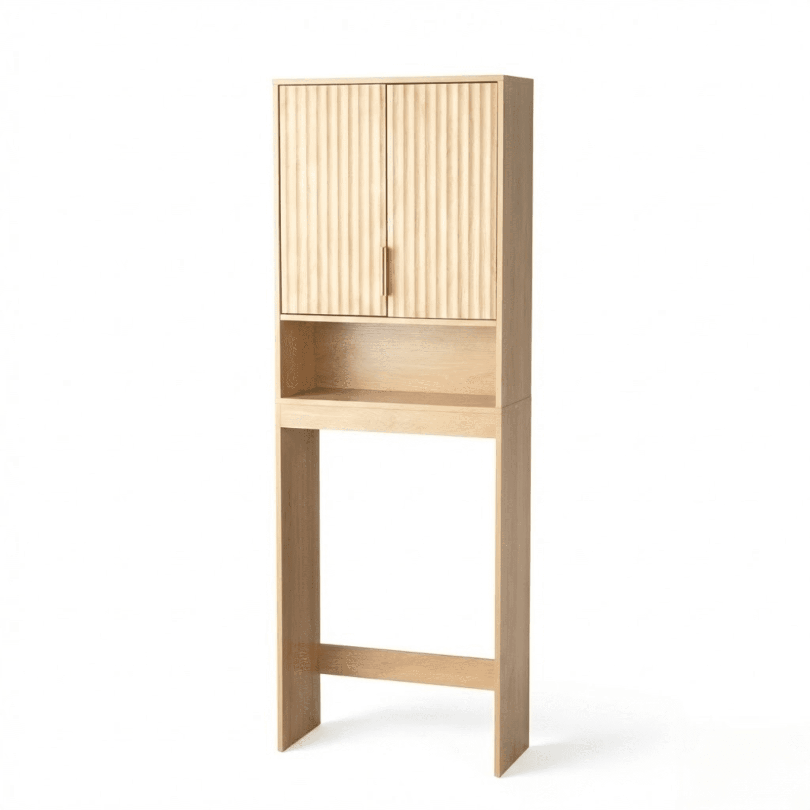 Ktaxon Fluted Over the Toilet Bathroom Storage Cabinet  with 2 Doors & 3 Storage Shelves Space Saver, Oak
