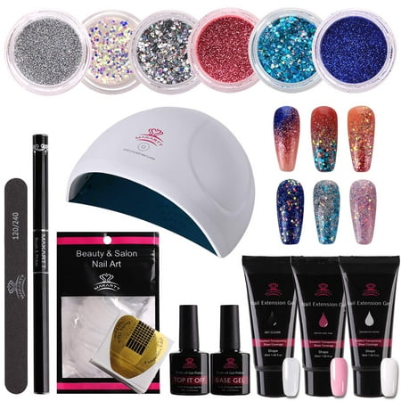 nail gel builder kit makartt 3pcs 24w 6pcs starter extension glitter quick technician dryer polygel powder amazing thickening solution powders