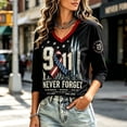 thumbnail image 4 of Womens 9/11 25th Anniversary Shirt 3/4 Sleeve Patriotic T Shirts | Never Forget 911 Memorial Shirt,Loose V-Neck Graphic T-Shirt,Printed American Flag T-shirt,Casual Tee Tops, M, 4 of 6