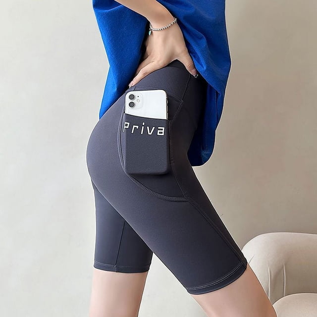 Pantalones de verano finos de cinco puntos con diseño de tiburón, ropa exterior para mujer, pantalones de montar con bolsillo, pantalones cortos, leggings de Barbie para mujer que levantan el vientre