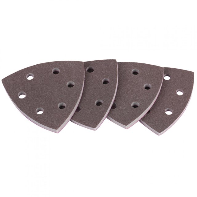 4 hojas de papel de lija con esponja triangular de 6 agujeros, herramientas de pulido de papel de lija de disco (300-400#)