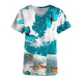 thumbnail image 5 of Snoarin Hauts d'Été Grande Taille pour Sortir pour Femmes Mode Manches Courtes Col en V Hauts Uniforme de Travail Imprimé Blouse à Poche Hauts Uniformes de Travail pour Femmes en Liquidation, 5 of 5