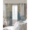 thumbnail image 3 of Blue Grey Beige Blackout Curtains, Light Blocking Print Window Curtains, Abstract Modern Art Oil Painting Thermal Insulated Window Drapes for Living Room Kitchen Cafe 2 Panels, 84"W x 63"L, 3 of 9