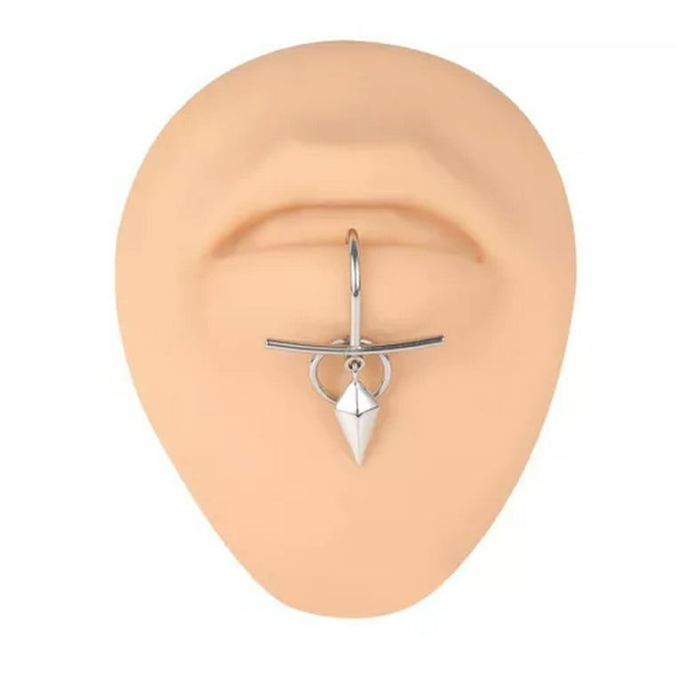 c shaped lip ring Lip Cuff Faux Piercing Jewelry Pc Stainless Steel Fake Lip Ring C-Shaped Opal Lip Cuff