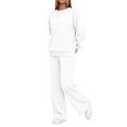 thumbnail image 5 of Gealkoca Sweatsuits Women 2 Piece Outfit Matching Lounge Sets Fall Outfits Crewneck Solid Color Track Suits Long Sleeve Sweatshirt Wide Leg Pants Set, 5 of 7