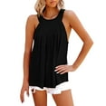 thumbnail image 1 of Mujeres Casual sin mangas Halter Tank verano plisado camisas sueltas blusa de playa Tops Pompotops  lopia987485, 1 of 8