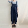 thumbnail image 3 of BONIXOOM Jumpsuits for Women Linen Pants Women Solid Mid Waisted Long Gym Love Jumpsuit Oversized Straight-Leg Chinos Navy 2XL, 3 of 9