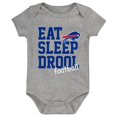 thumbnail image 3 of Newborn & Infant Red/Royal/Heather Gray Buffalo Bills Three-Pack Eat, Sleep & Drool Retro Bodysuit Set, 3 of 4