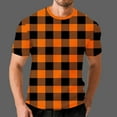 thumbnail image 6 of Zylanna Men's T-Shirts Tee, Summer Short Sleeve Crew Neck Plaid Fashion Tops for Mens Orange, 6 of 6