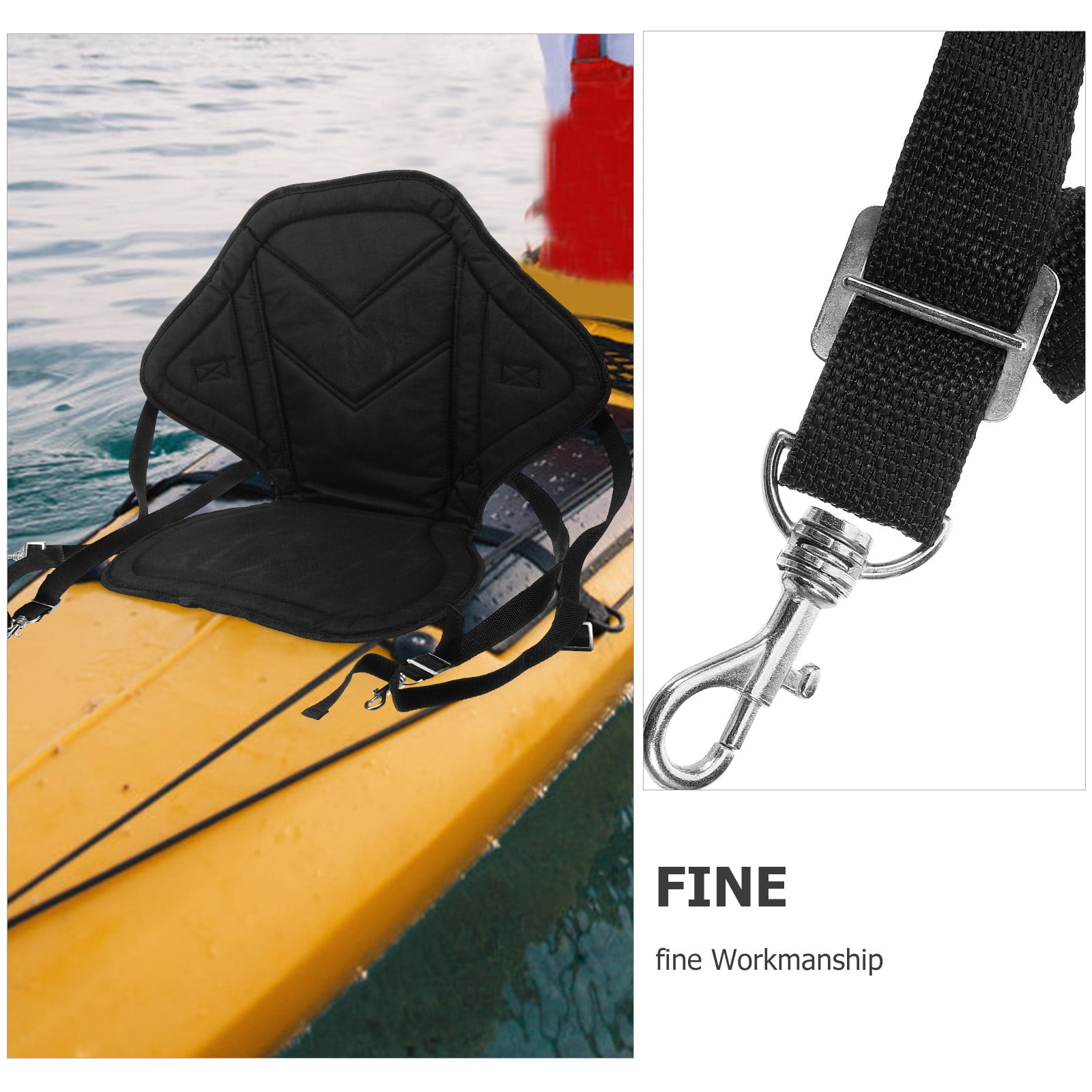 AURARMLET Black Kayak Back Cushion with Breathable, Anti-Wear Fabric for Outdoor Comfort and Support