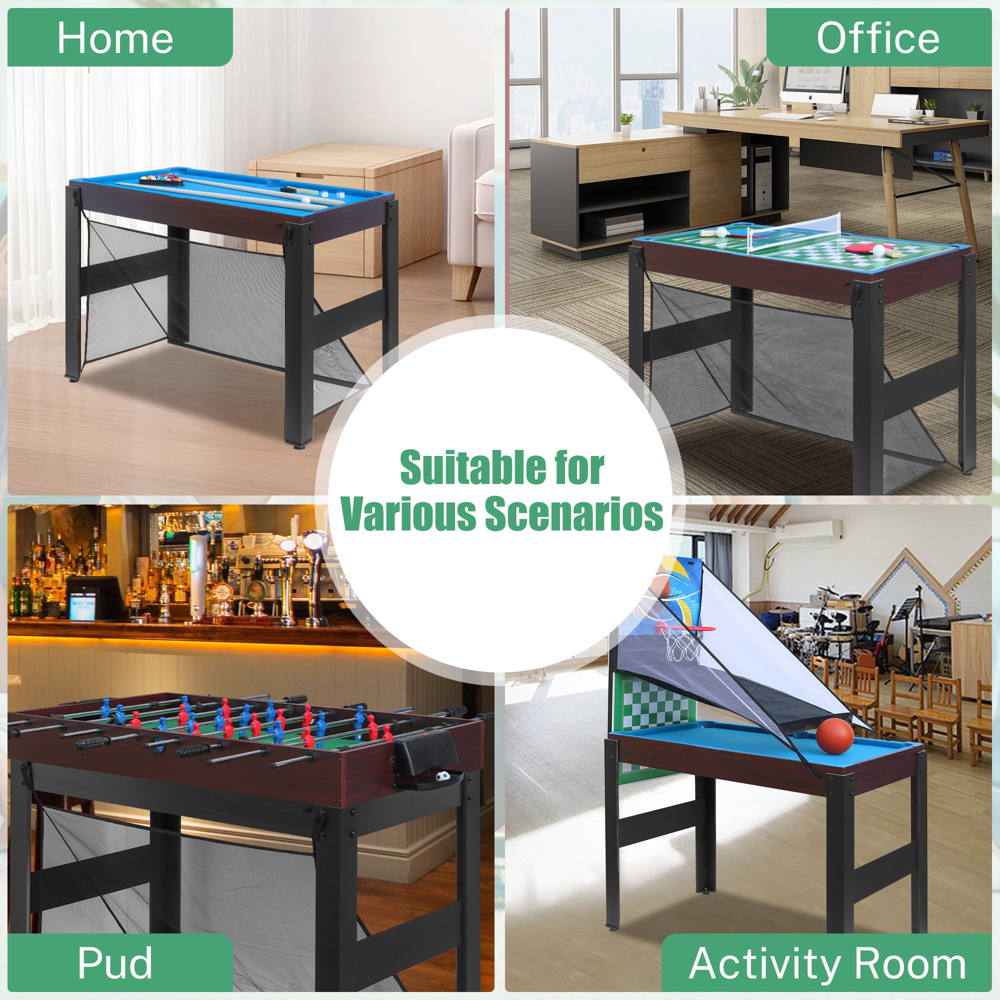 16 in 1 Combo Game Table, SHINPT Game Table for Kids/Adults, 48" Multi Game Table with Foosball, Billiards, Ping Pong, Air Hockey, Board Game table for Game Room, Backyard & Family Gatherings