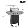 HighSound 3 Burner Propane Gas Grill, 37150 BTUs Stainless Steel Patio