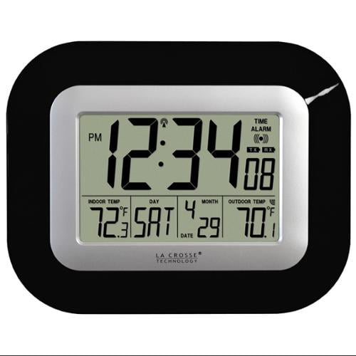 La Crosse Technology Ws 8115u B Atomic Digital Wall Clock Com - La Crosse Atomic Digital Wall Clock With In Outdoor Temperature Black White