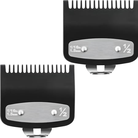 TUWAFE 2026 New 2 Pack Replacement Clipper Guards Set Compatible with 1/2 Clipper Guards Metal Guide Comb Attachment 1/16 (1.5 Mm) for Barbers and Stylists Black