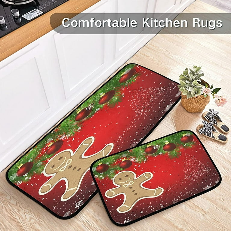 Roszwtit Chef Kitchen Rugs and Mats Set of 2, Christmas Believe