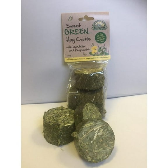 Sweet Green Hay Cookies Dandelion and Peppermint Small Animal Natural Treat 200g Case of 10