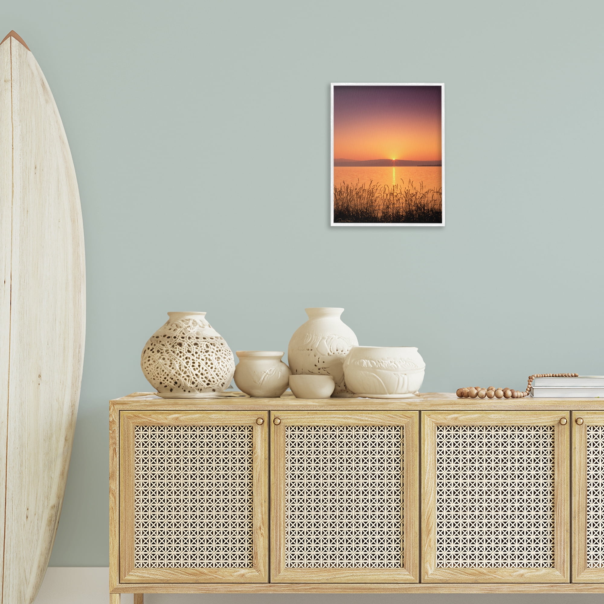 Stupell Industries Deep Orange Sunset Landscape Photography White Framed Art Print Wall Art, 16 x 20