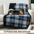 thumbnail image 3 of PetAmi Dog Blanket for Bed, XL Pet Blanket Large Dogs, Fleece Furniture Couch Cover Protector Sofa Car Crate Kennel, Soft Sherpa Cat Throw Plush Reversible Washable, Twin 60x80 Plaid Navy Blue, 3 of 9