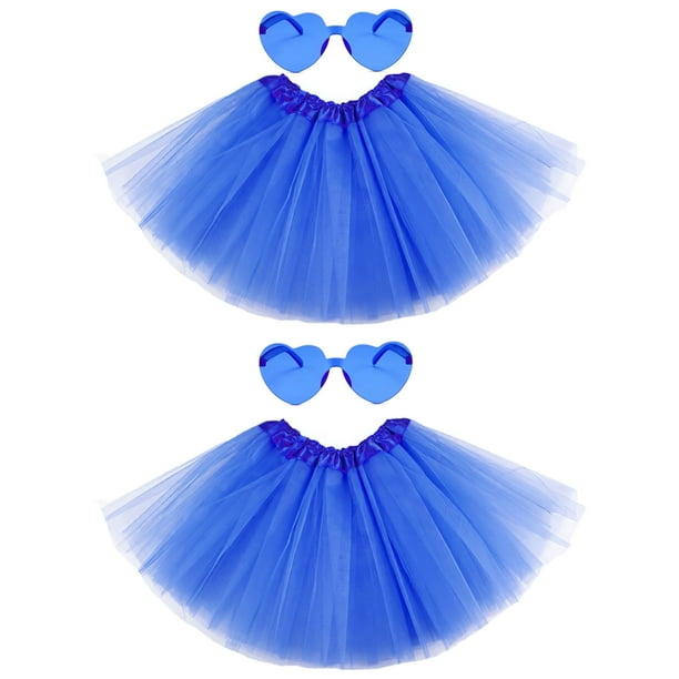 Falda tipo tutú NSODREEM para adultos, mujeres y niñas, tul elástico, azul, x2