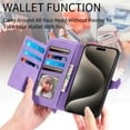 thumbnail image 2 of ShellTech Zipper Wallet Case for iPhone 11,Magnetic Closure Leather Card Slots Wallet Case Shockproof TPU Kickstand Cover with Lanyard,Purple, 2 of 7