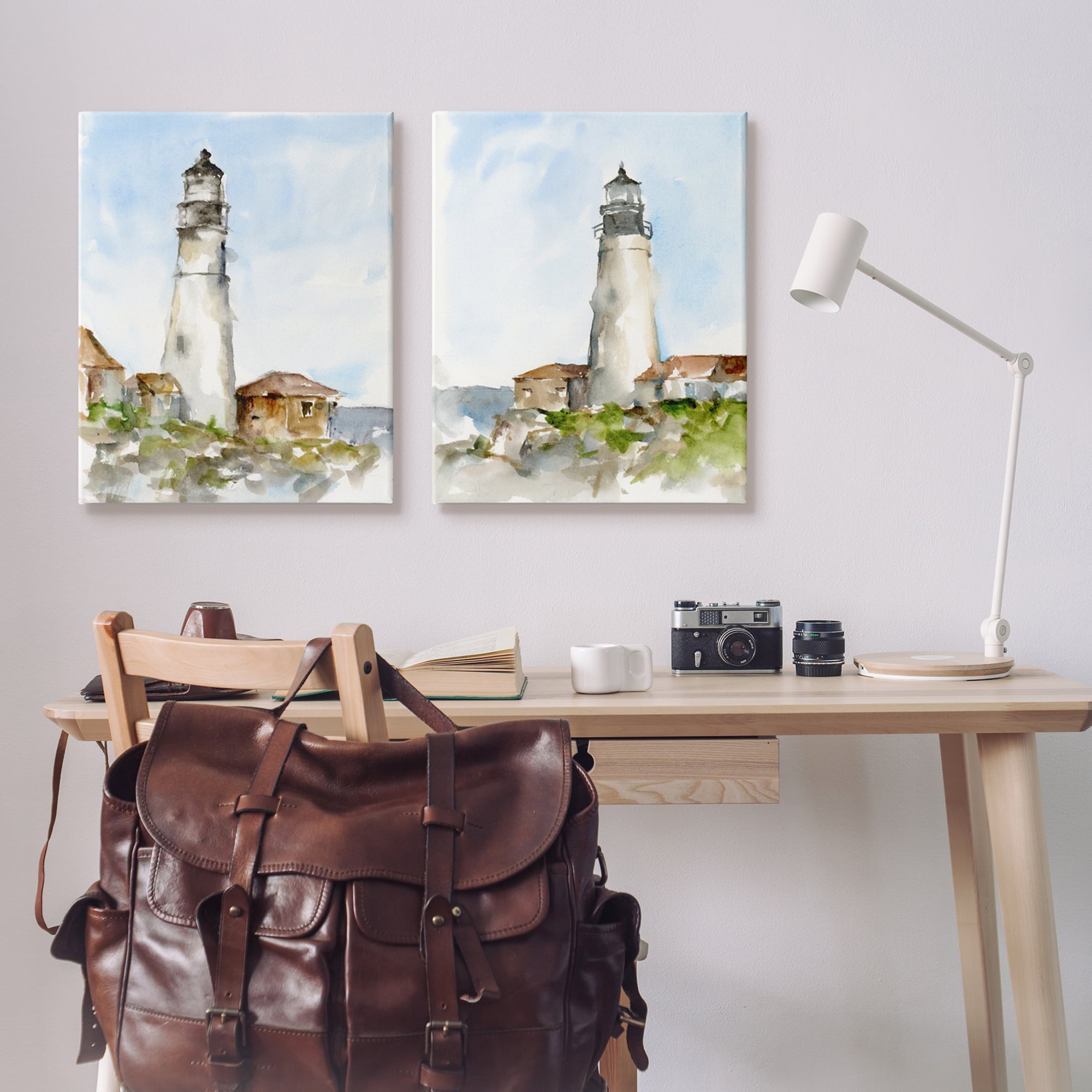 Stupell Industries Coastal Cliffside Lighthouse Study Soft Nautical Canvas Wall Art, 24 x 30