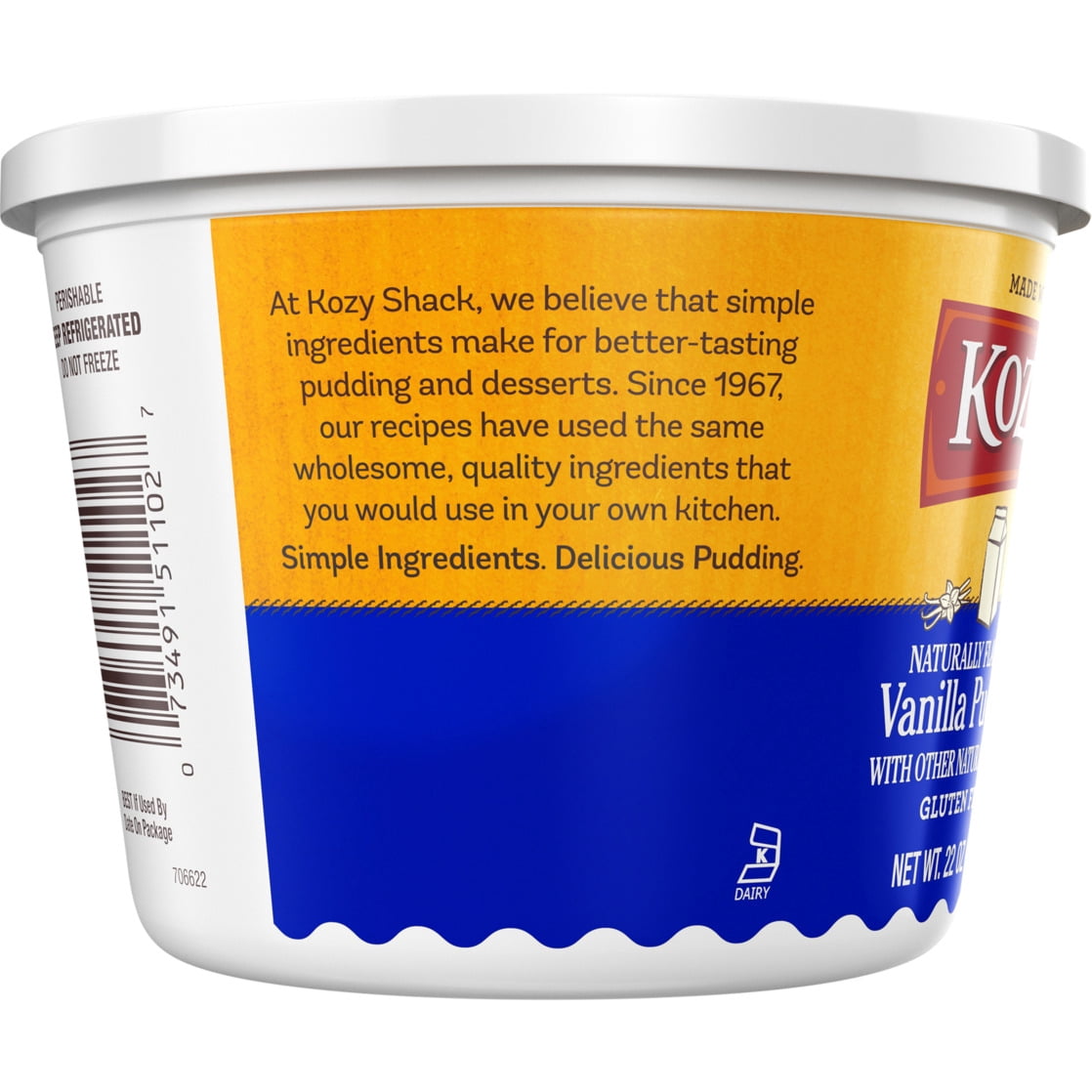 Kozy Shack Vanilla Pudding, Gluten Free Dessert, 22 oz Tub