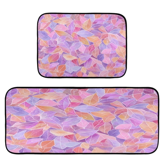 2-Piece Kitchen Rugs Set Non-Slip Mats Carpet Floor for Kitchen, Bathroom (19.7"x27.6" & 19.7"x47.2") Small Colors Shapes