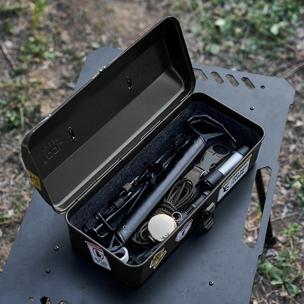 Vjnyvs Metal Tool Box, Multifunction Iron Toolbox, Portable Tool Box with Stickers Repair Tool Storage Box Container with Metal Latch for Tool Storage