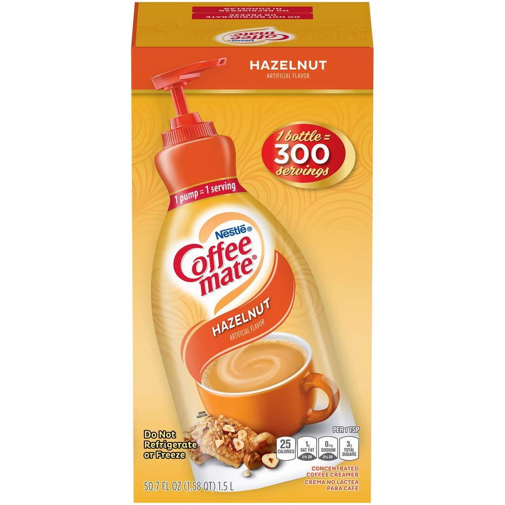 Nestle Coffee mate Coffee Creamer, Hazelnut, Liquid Pump Bottle, 50.7
