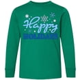 thumbnail image 3 of Inktastic Happy Holidays Blue Snowflakes Long Sleeve Youth T-Shirt, 3 of 5